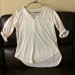 Crushing hearts roll sleeve dressy burnout shirt